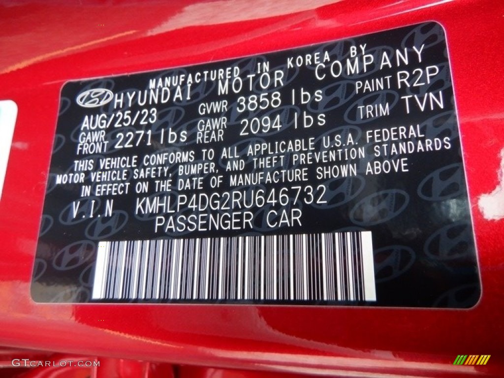 2024 Elantra Color Code R2P for Ultimate Red Photo #146661404