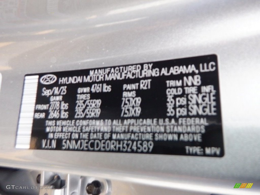 2024 Tucson Color Code R2T for Shimmering Silver Photo #146662604