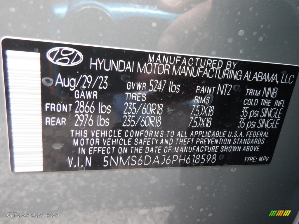 2023 Hyundai Santa Fe XRT AWD Color Code Photos