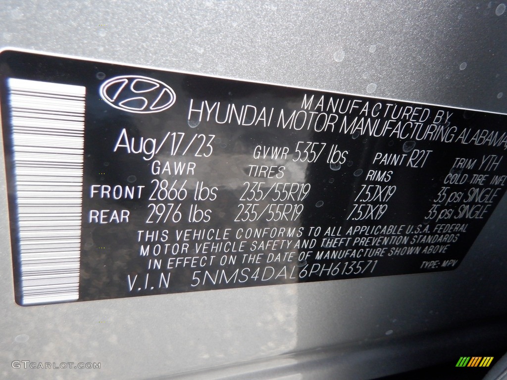2023 Hyundai Santa Fe Limited AWD Color Code Photos