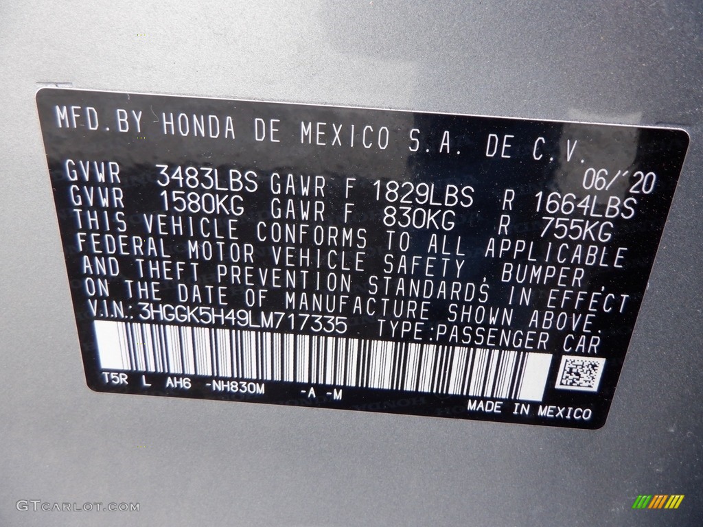 2020 Honda Fit LX Color Code Photos