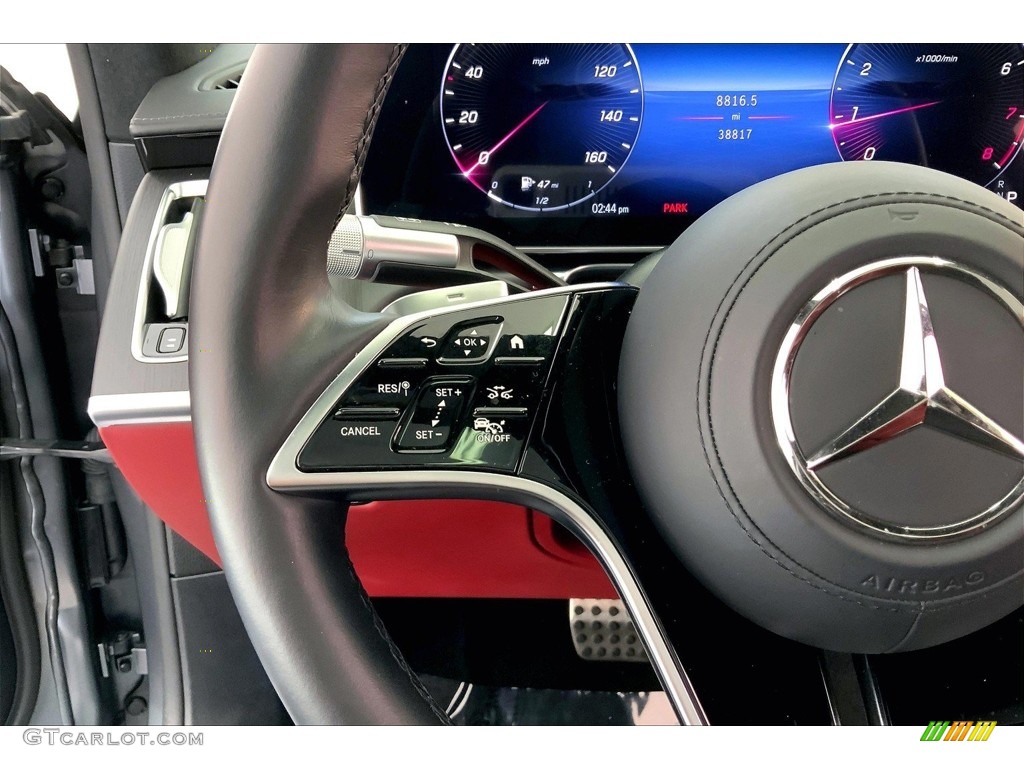 2022 Mercedes-Benz S 580 4Matic Sedan Carmine Red/Black Steering Wheel Photo #146663505