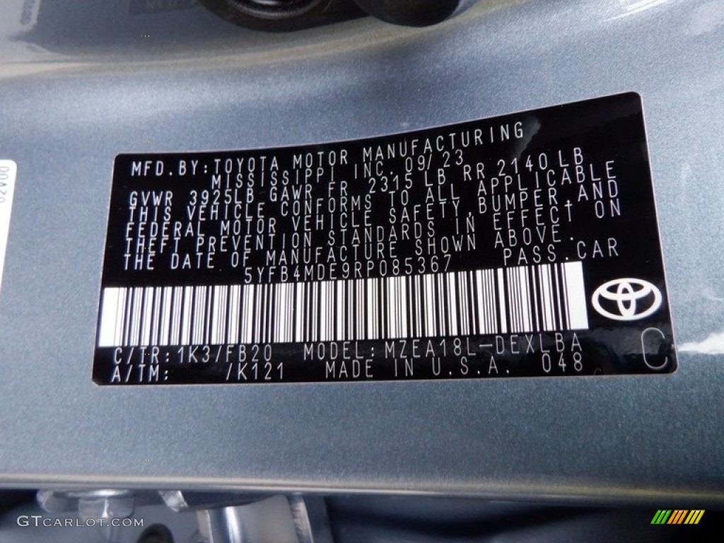 2024 Toyota Corolla LE Color Code Photos