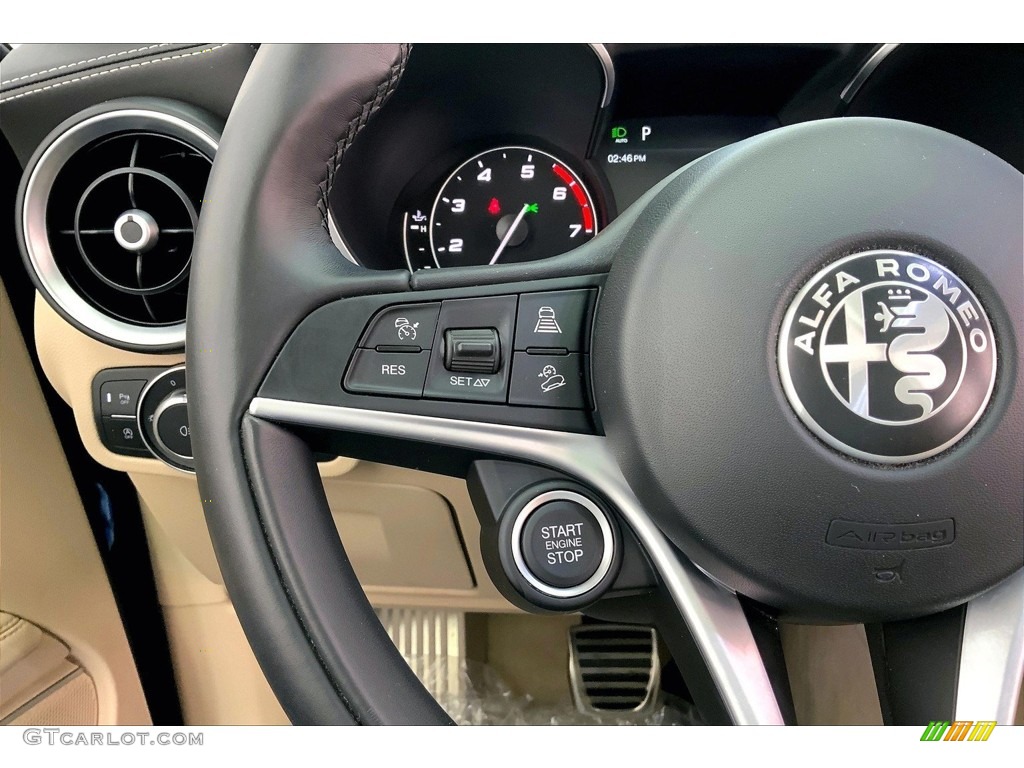 2019 Alfa Romeo Stelvio Ti Lusso AWD Crema Steering Wheel Photo #146663916