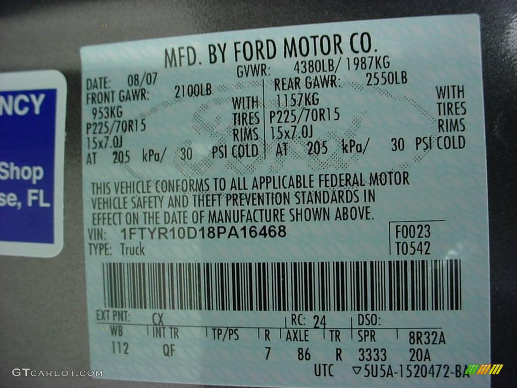 2008 Ranger XL Regular Cab - Dark Shadow Grey Metallic / Medium Dark Flint photo #17