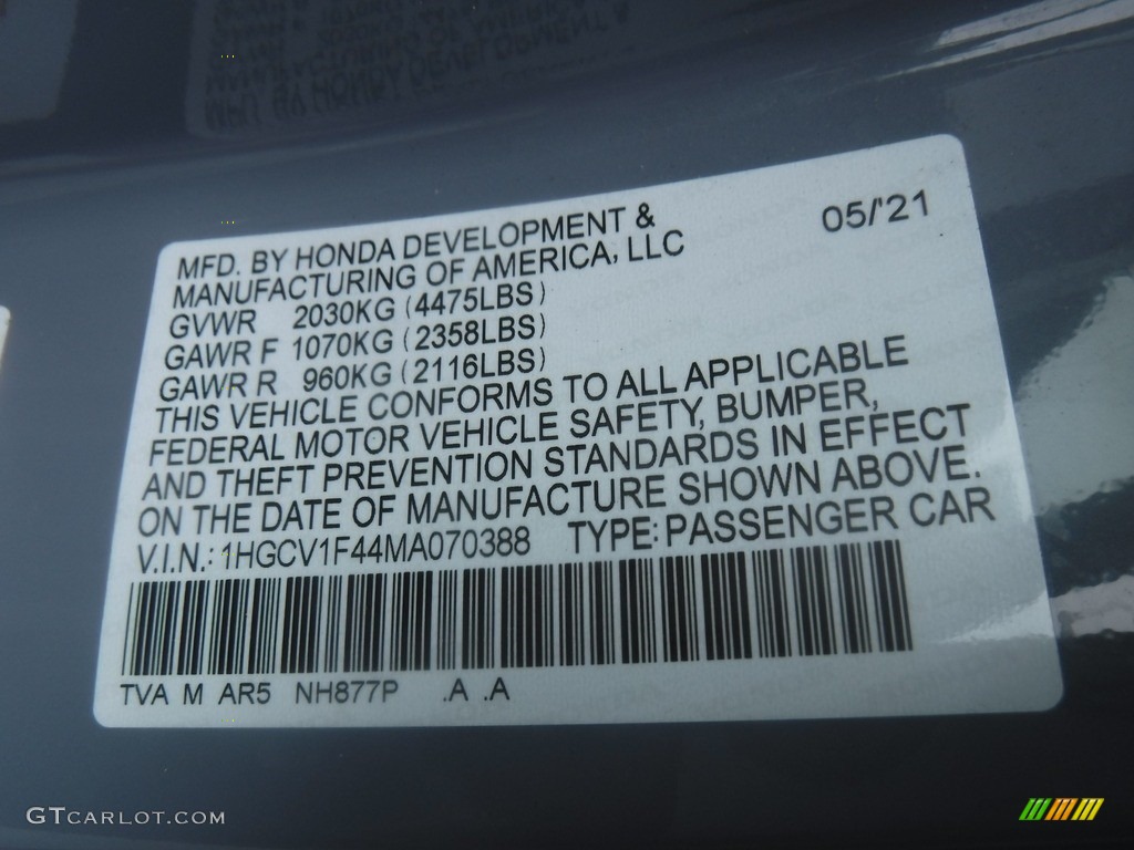 2021 Accord Sport SE - Sonic Gray Pearl / Black photo #31