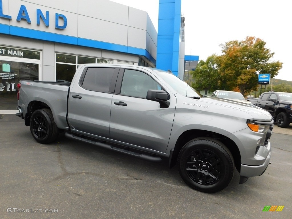 Sterling Gray Metallic 2024 Chevrolet Silverado 1500 Custom Crew Cab 4x4 Exterior Photo #146668514