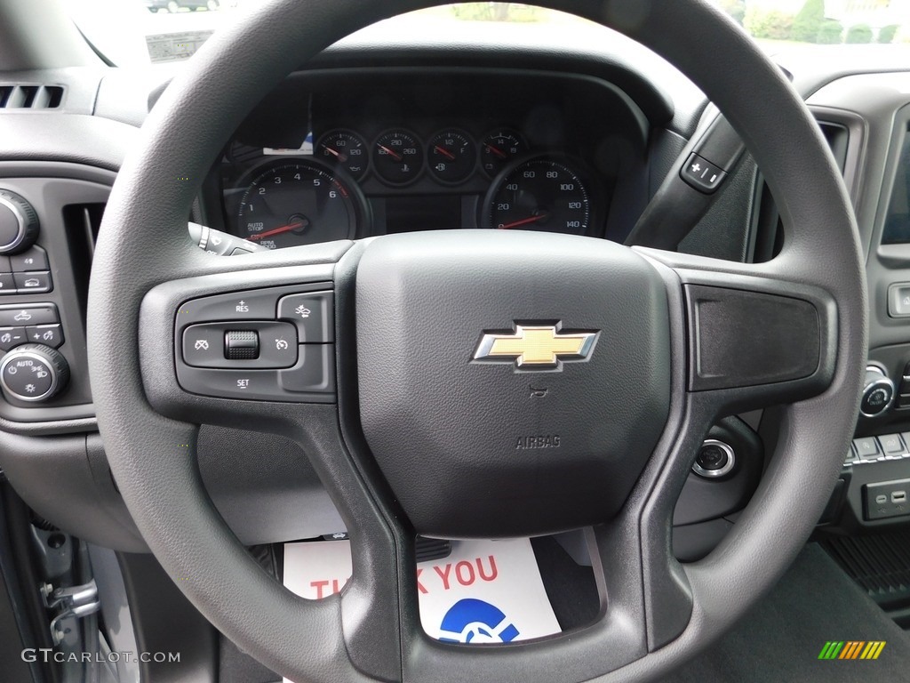 2024 Chevrolet Silverado 1500 Custom Crew Cab 4x4 Jet Black Steering Wheel Photo #146668955