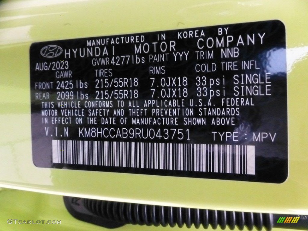 2024 Kona Color Code YYY for Neoteric Yellow Photo #146670266