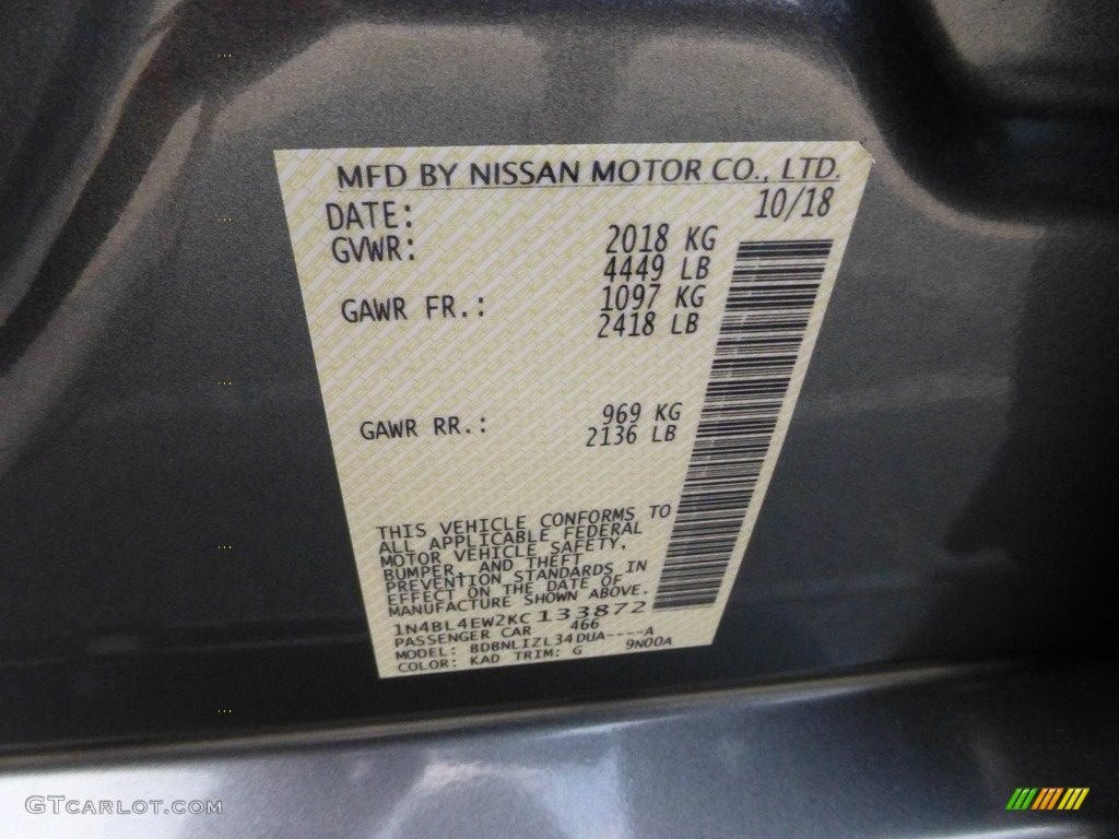 2019 Altima SL AWD - Gun Metallic / Charcoal photo #28