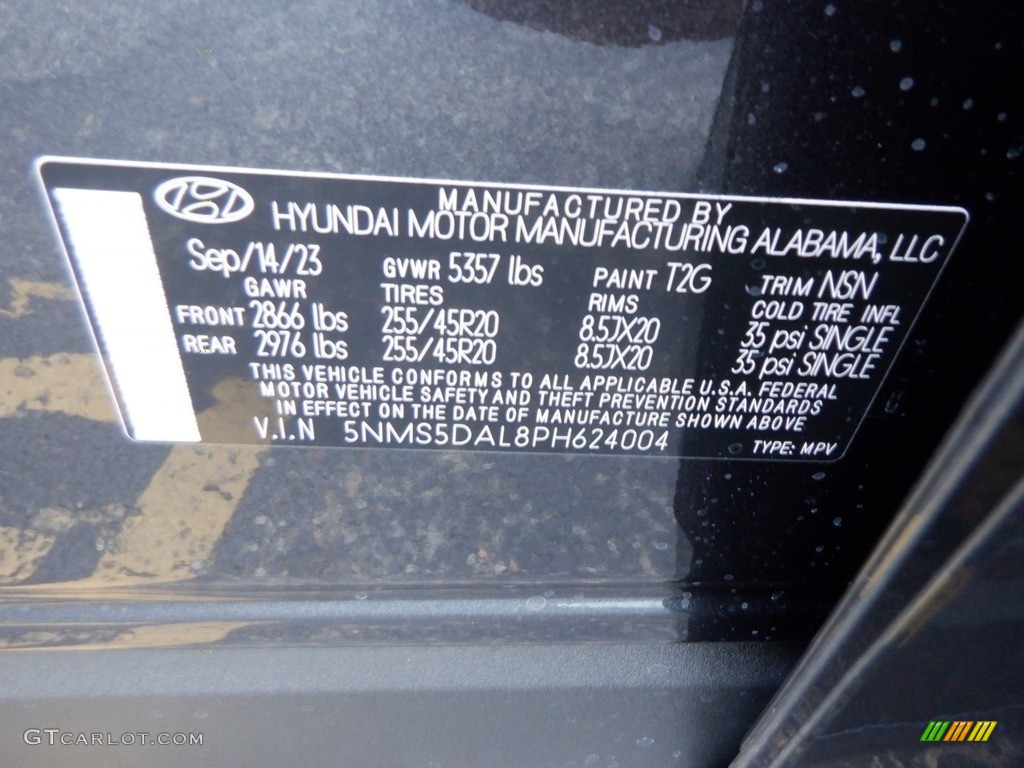 2023 Hyundai Santa Fe Calligraphy AWD Color Code Photos