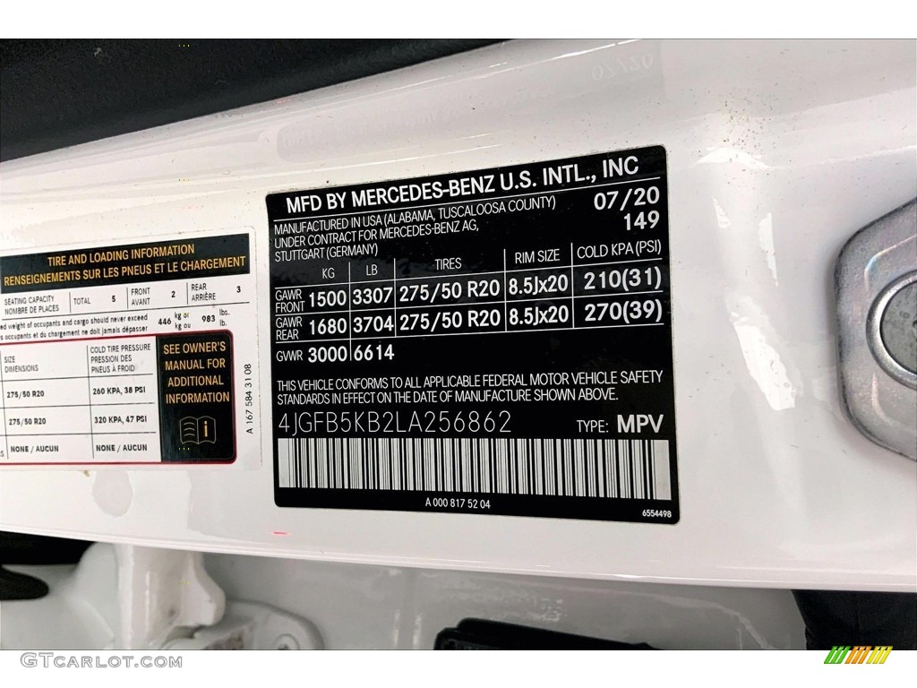 2020 GLE Color Code 149 for Polar White Photo #146680593