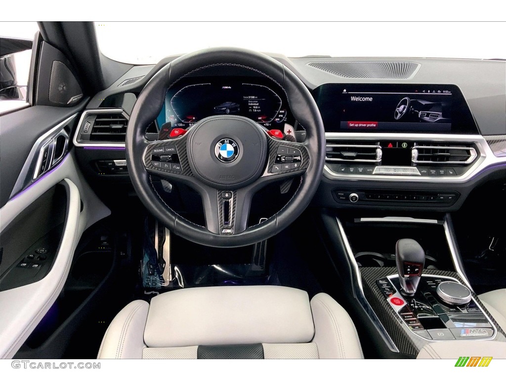 2021 BMW M4 Competition Coupe Silverstone/Black Dashboard Photo #146681006
