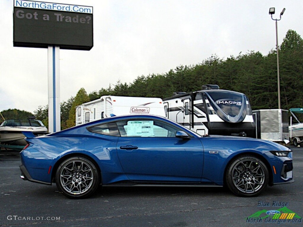 Atlas Blue Metallic 2024 Ford Mustang GT Premium Fastback Exterior Photo #146683634