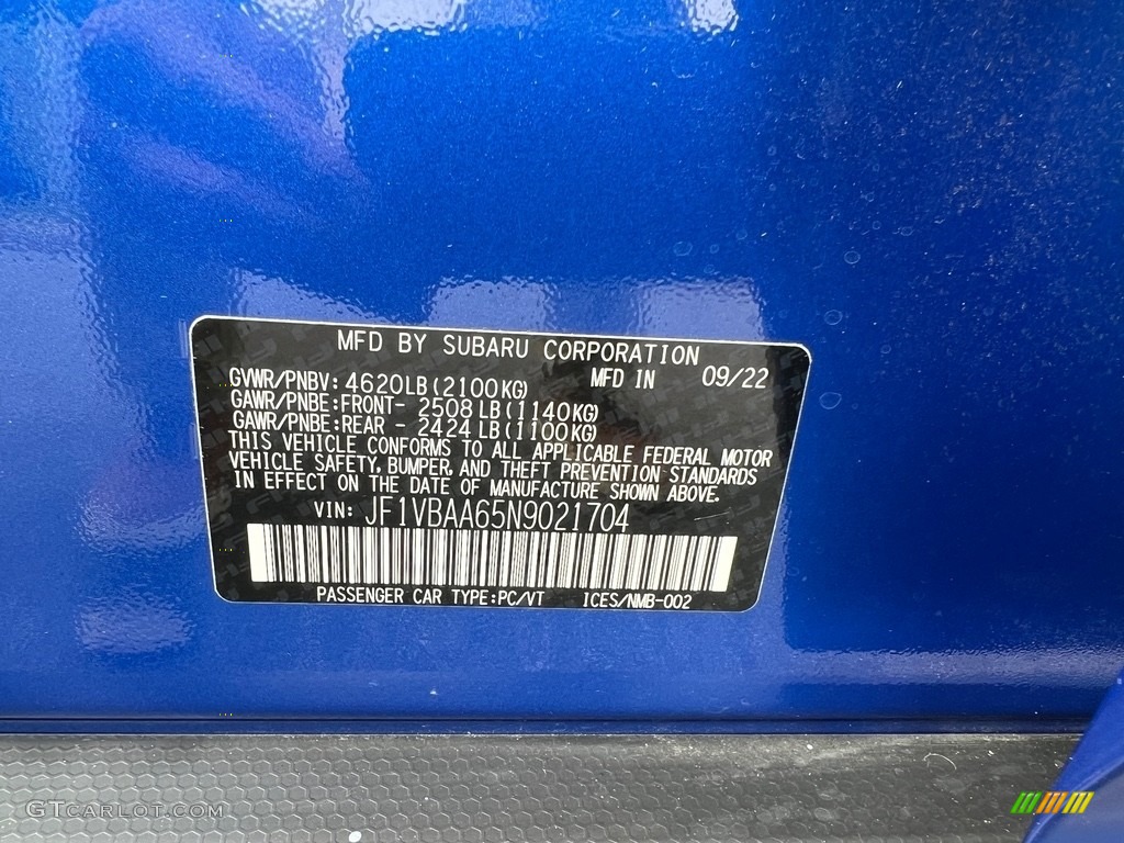 2022 WRX  - WR Blue Pearl / Carbon Black photo #27