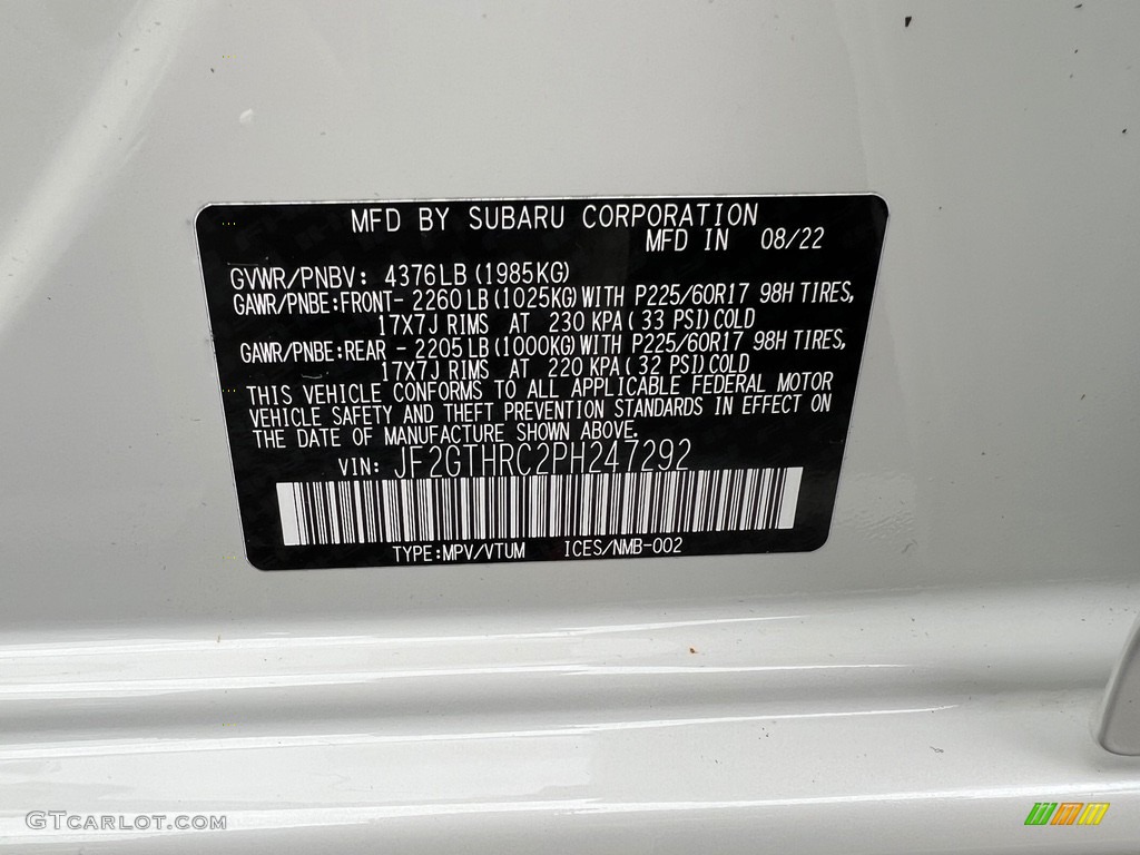 2023 Crosstrek Sport - Crystal White Pearl / Gray photo #27