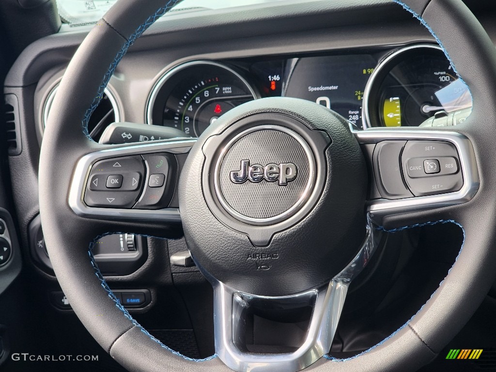 2023 Jeep Wrangler Unlimited Rubicon 4XE Hybrid Black Steering Wheel Photo #146686724