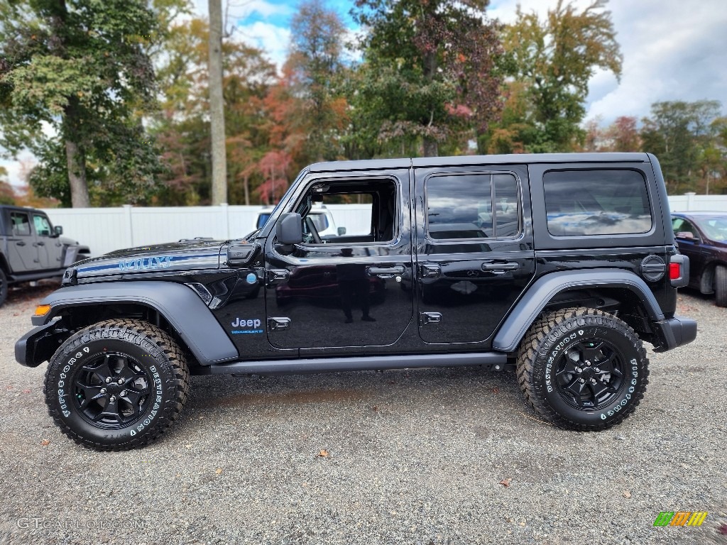 Black 2023 Jeep Wrangler Unlimited Willys 4XE Hybrid Exterior Photo #146687085