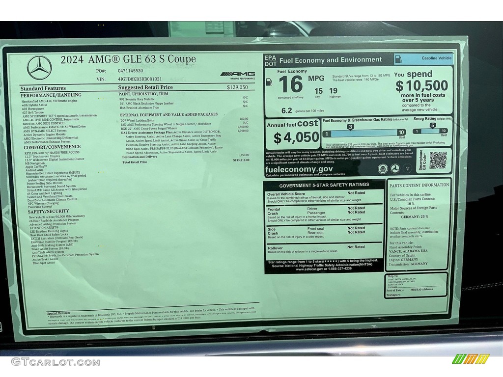 2024 GLE 63 S AMG 4Matic Coupe - Selenite Gray Metallic / Black photo #12