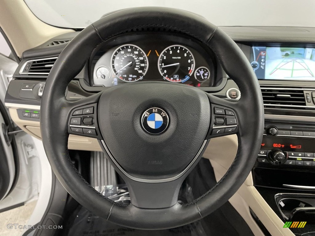 2012 BMW 7 Series 750i Sedan Oyster/Black Steering Wheel Photo #146693231