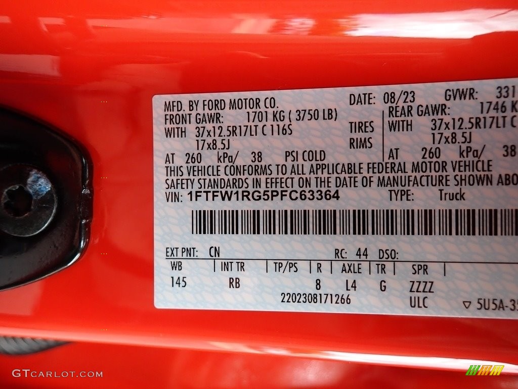 2023 F150 Color Code CN for Code Orange Photo #146695403