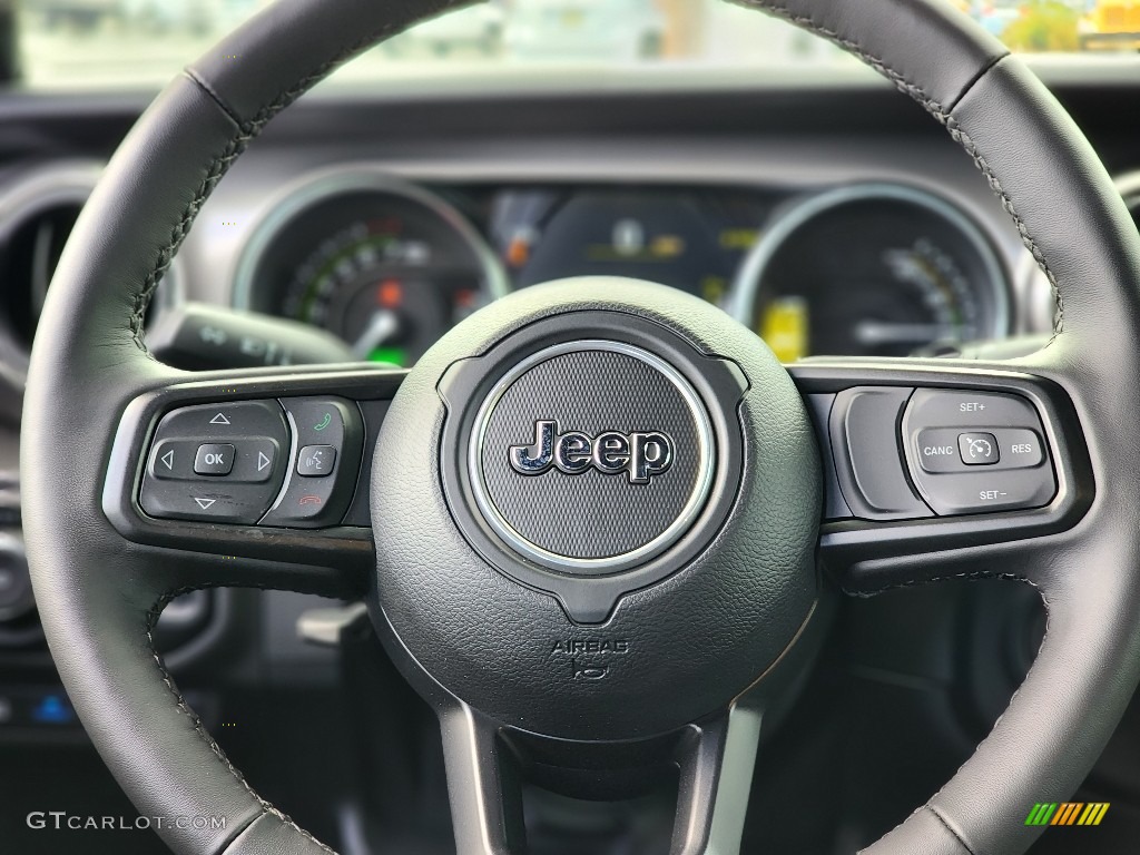 2023 Jeep Wrangler Unlimited Willys 4XE Hybrid Black Steering Wheel Photo #146697891