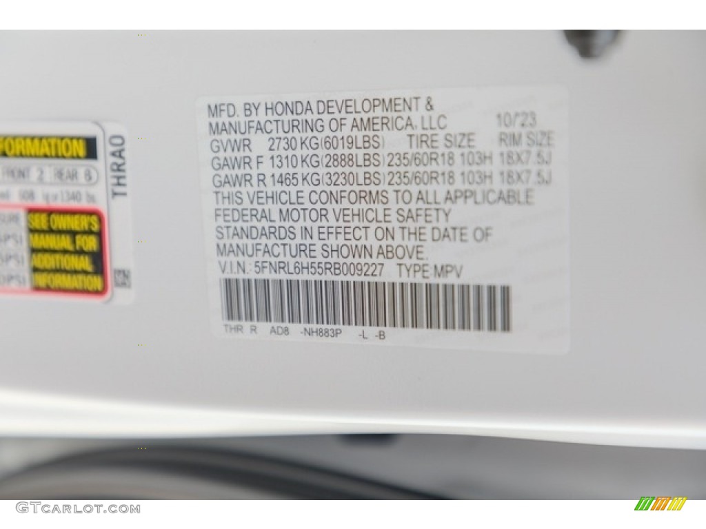 2024 Honda Odyssey EX Color Code Photos