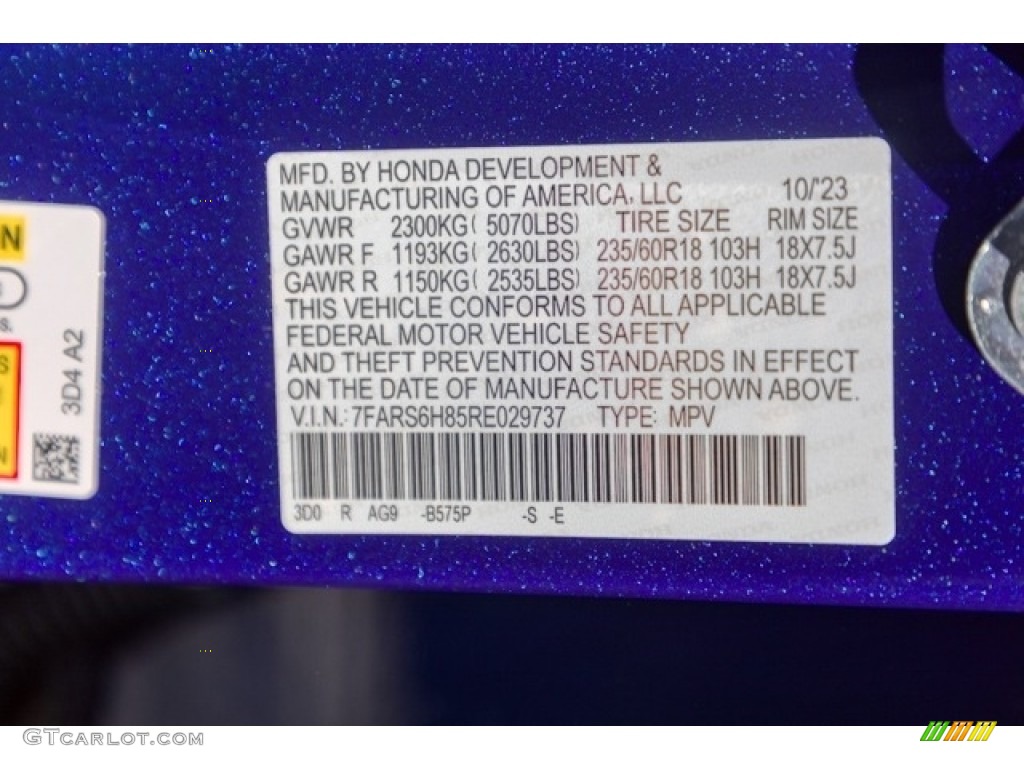 2024 CR-V Color Code B575P for Still Night Pearl Photo #146704246