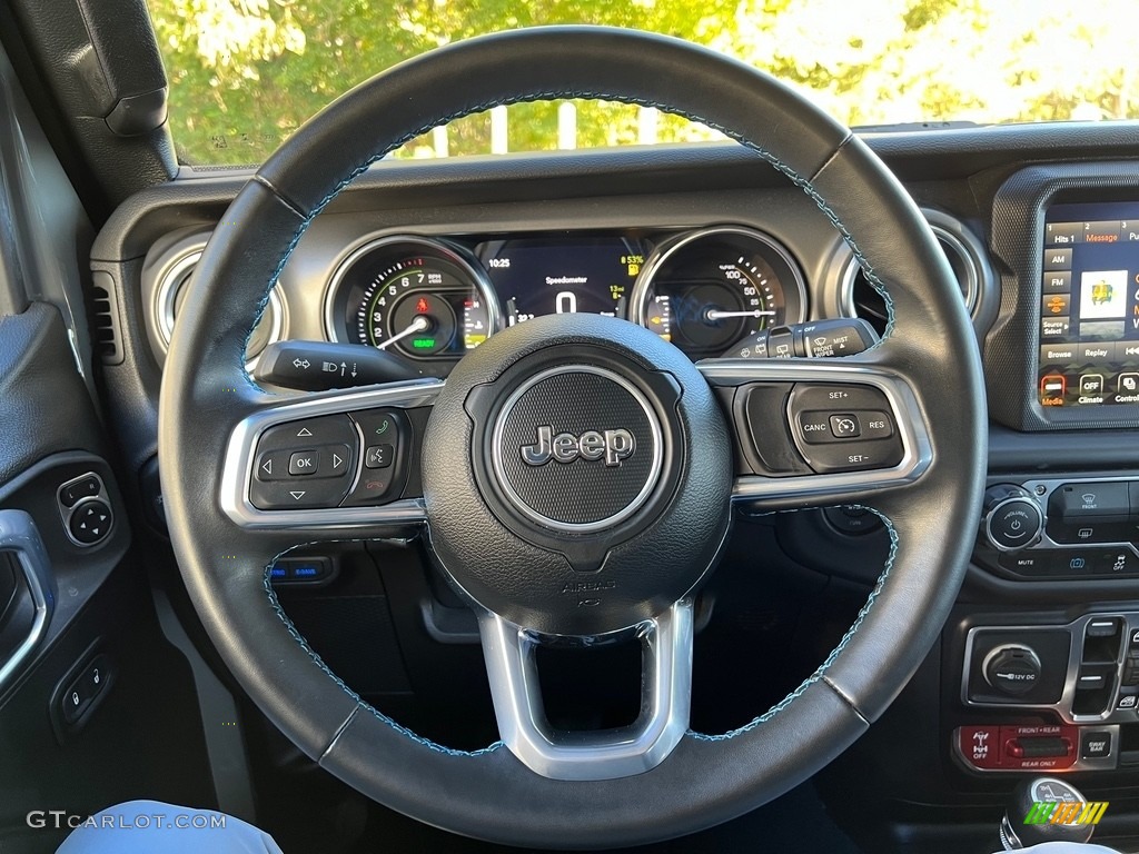 2022 Jeep Wrangler Unlimited Rubicon 4XE Hybrid Black Steering Wheel Photo #146705817