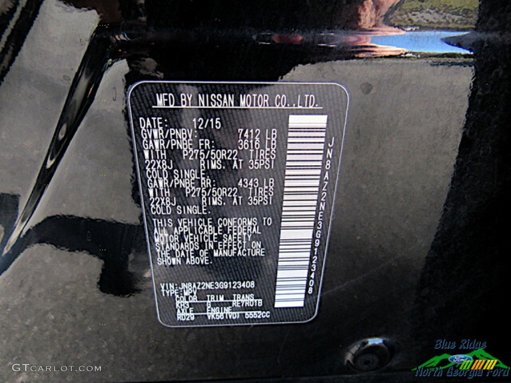 2016 Infiniti QX80 AWD Color Code Photos