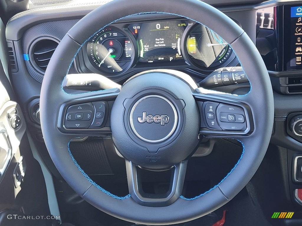 2024 Jeep Wrangler 4-Door Rubicon 4xe Hybrid Black Steering Wheel Photo #146707896
