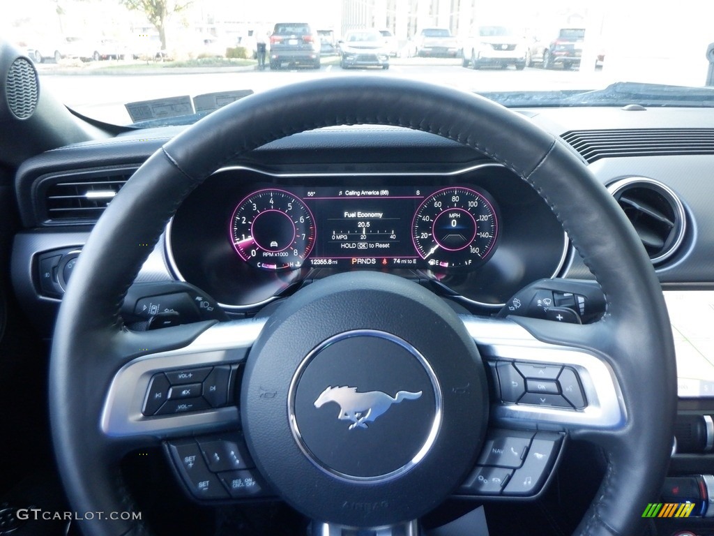2021 Ford Mustang EcoBoost Premium Fastback Ebony Steering Wheel Photo #146710084