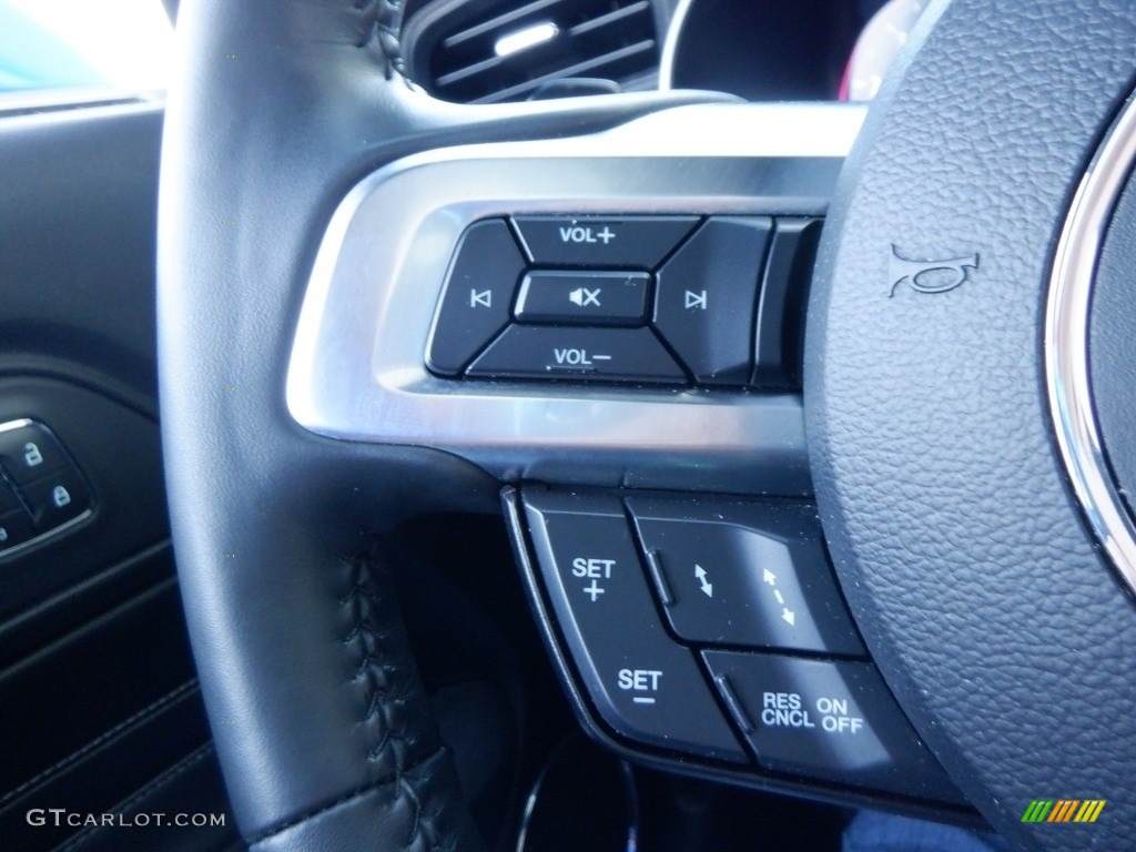 2021 Ford Mustang EcoBoost Premium Fastback Ebony Steering Wheel Photo #146710098