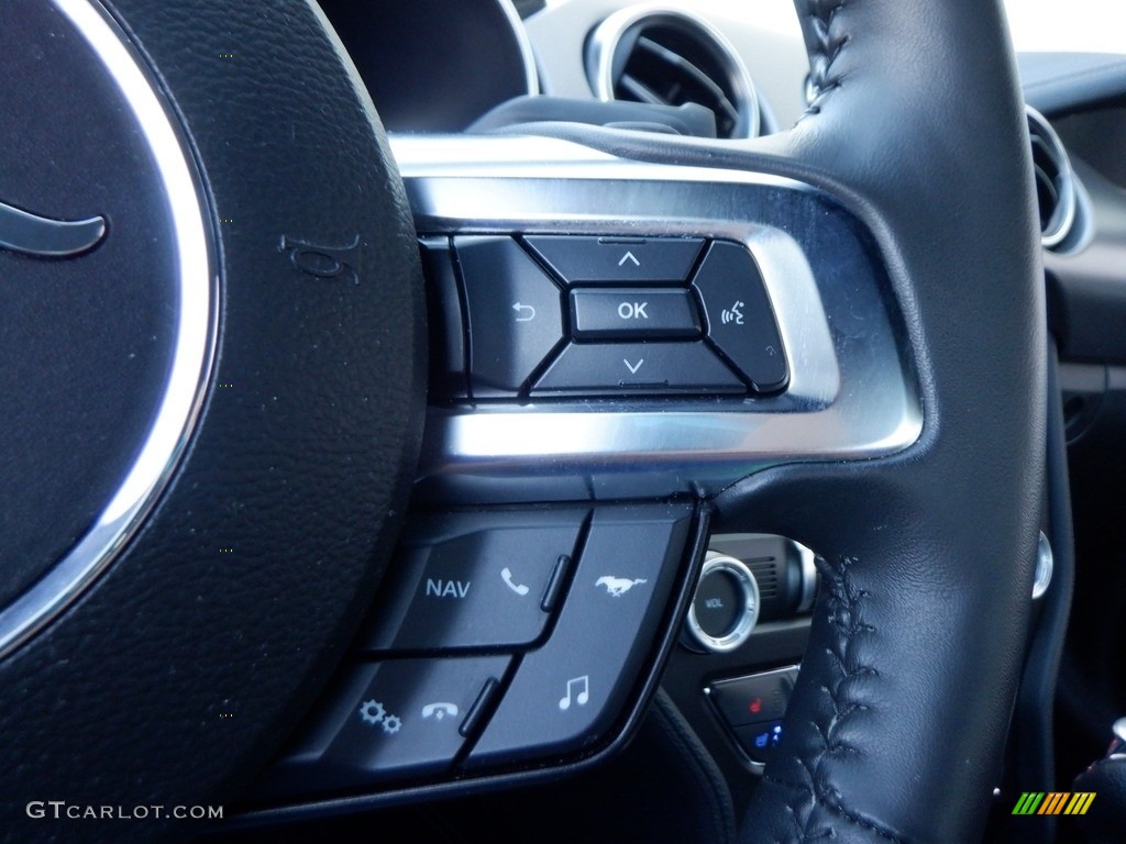 2021 Ford Mustang EcoBoost Premium Fastback Ebony Steering Wheel Photo #146710104