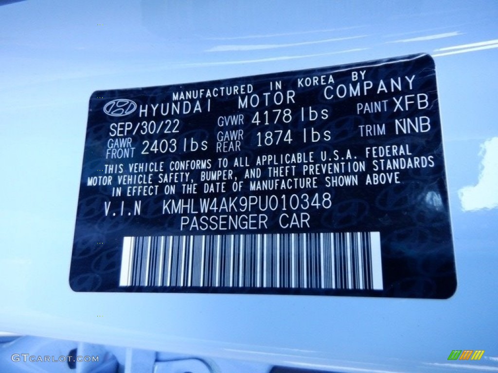 2023 Elantra N Color Code XFB for Performance Blue Photo #146711963