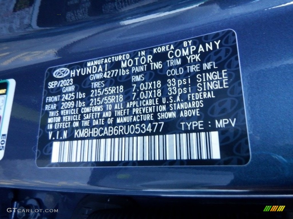 2024 Kona Color Code TN6 for Denim Blue Pearl Photo #146712898