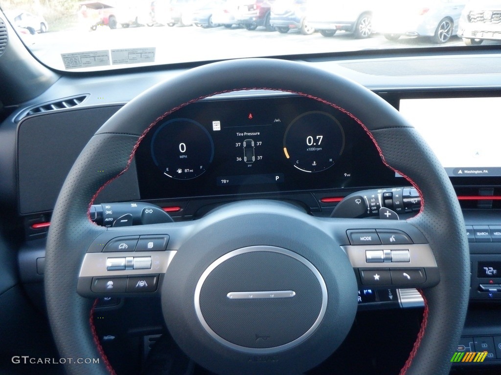 2024 Hyundai Kona N Line AWD Black Steering Wheel Photo #146713453