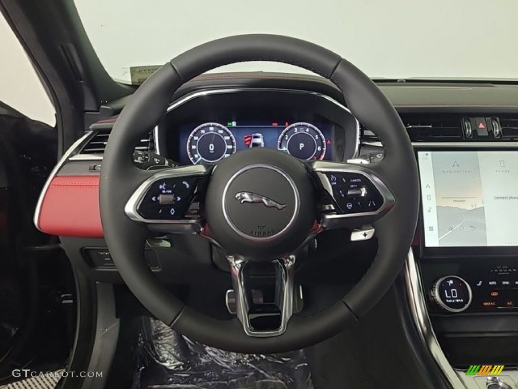 2024 Jaguar XF P250 R-Dynamic SE Mars Red/Ebony Steering Wheel Photo #146718319