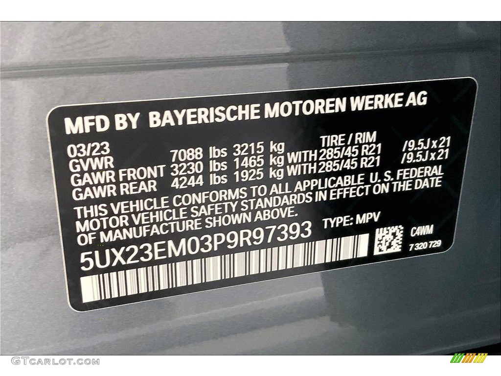 2023 BMW X7 xDrive40i Color Code Photos