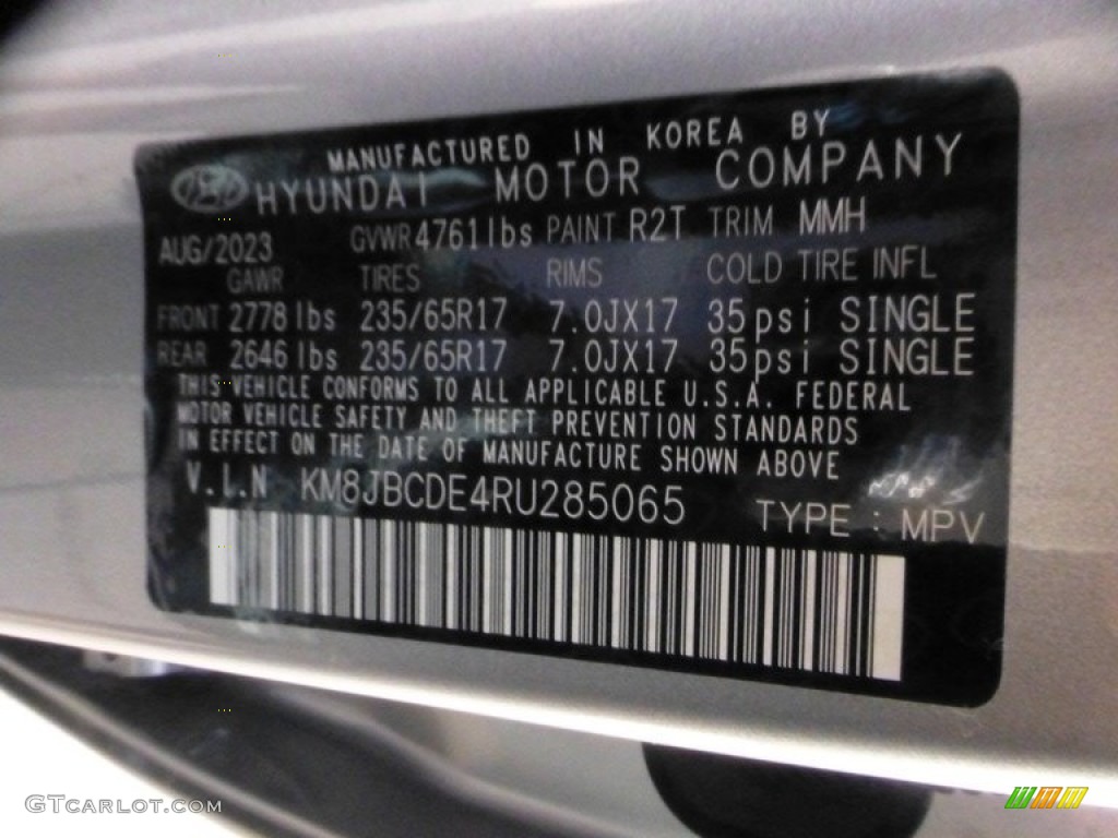 2024 Tucson Color Code R2T for Shimmering Silver Photo #146722263