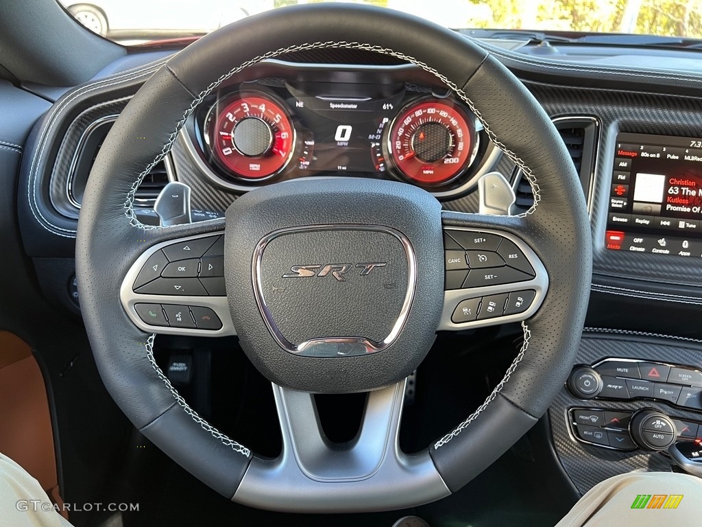 2023 Dodge Challenger SRT Hellcat JailBreak Widebody Sepia/Black Steering Wheel Photo #146725143