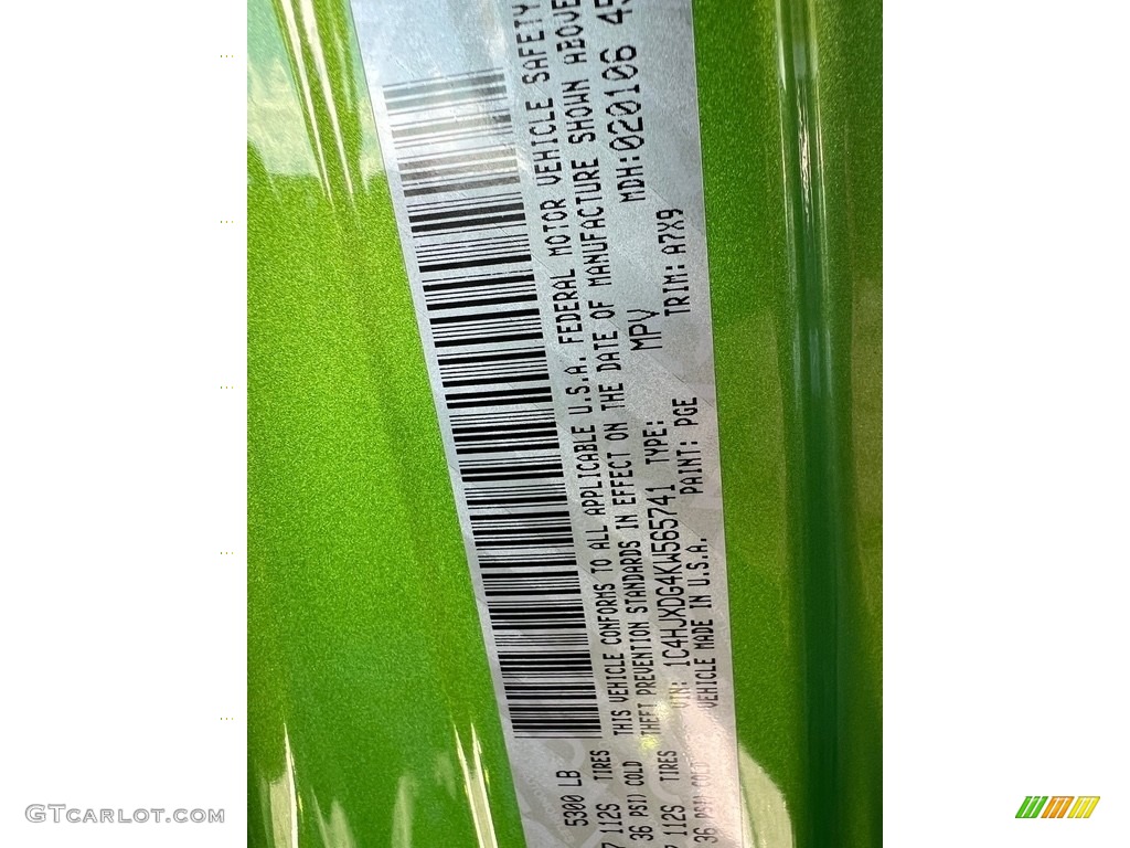 2019 Wrangler Unlimited Color Code PGE for Mojito! Photo #146727311