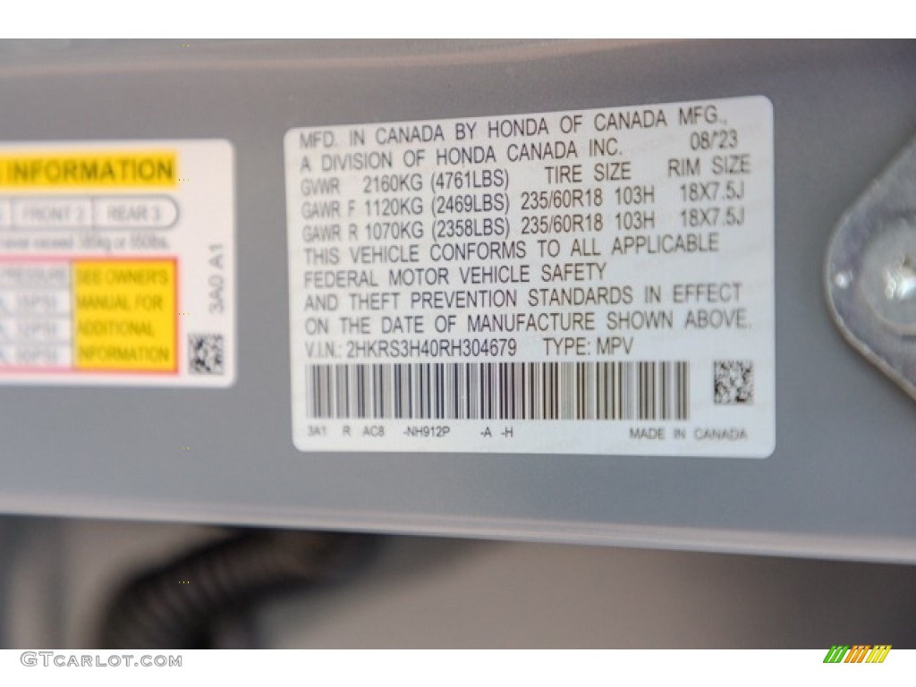 2024 CR-V Color Code NH912P for Urban Gray Pearl Photo #146728430