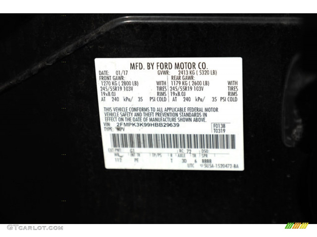 2017 Edge Color Code G1 for Shadow Black Photo #146730335