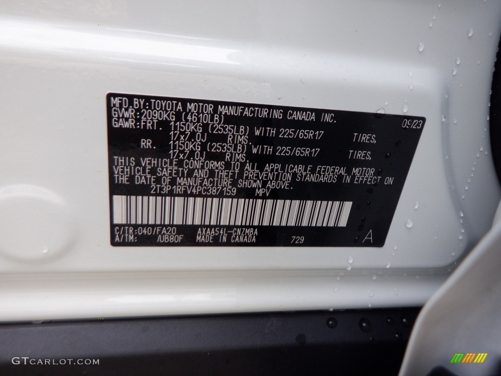 2023 Toyota RAV4 XLE AWD Color Code Photos