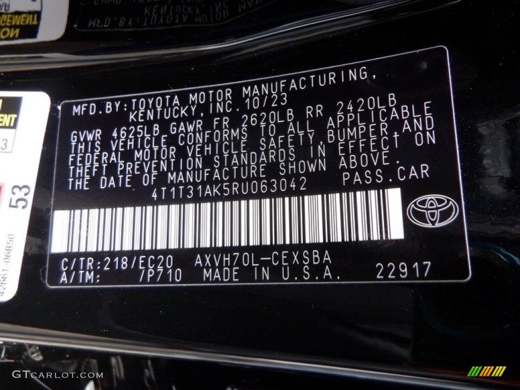 2024 Toyota Camry SE Nightshade Hybrid Color Code Photos