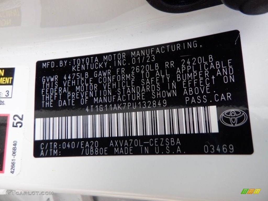 2023 Camry Color Code 040 for Ice Cap Photo #146741475