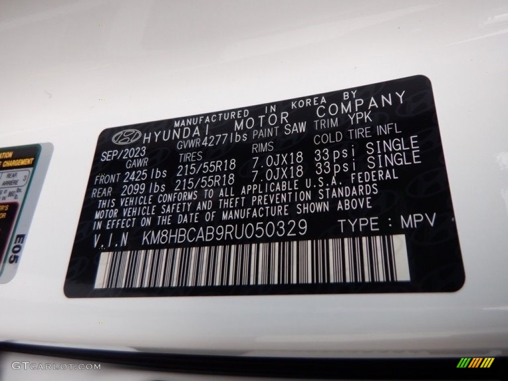 2024 Hyundai Kona SEL AWD Color Code Photos