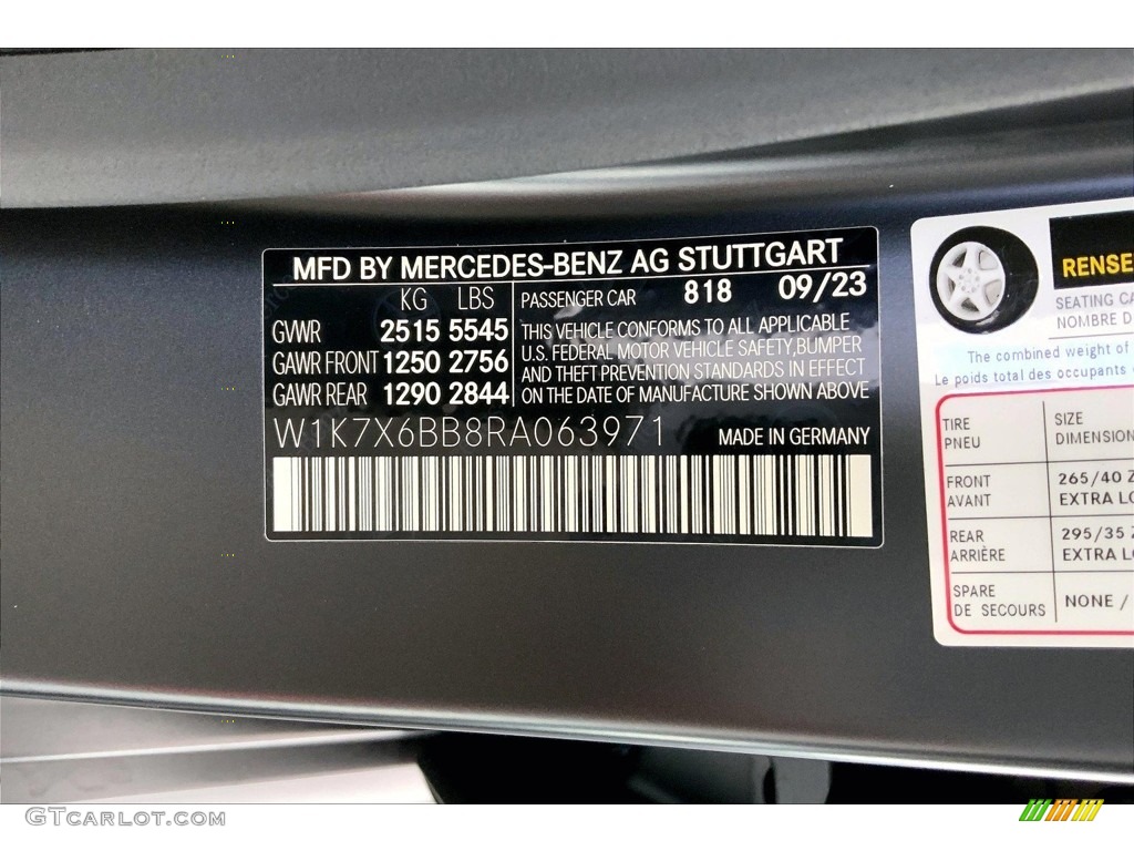 2024 Mercedes-Benz AMG GT 53 Color Code Photos