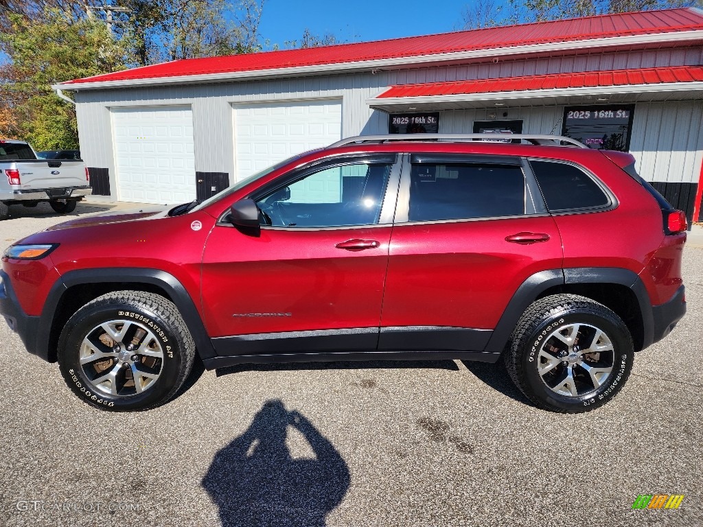 2015 Cherokee Trailhawk 4x4 - Deep Cherry Red Crystal Pearl / Trailhawk Black photo #1